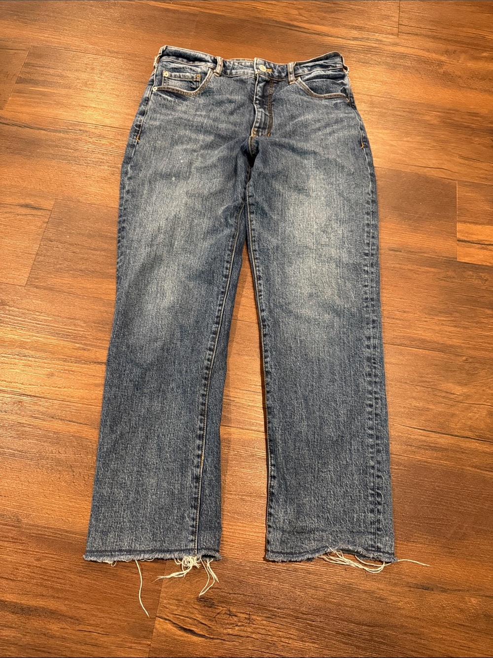 Pilcro The Vintage Straight Jeans Blue Medium Wash Raw Hem 28 Anthropologie